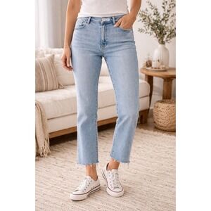 Lovervet High Rise Cropped Jeans‎ Raw Hem Light Wash Size 29 Straight Leg